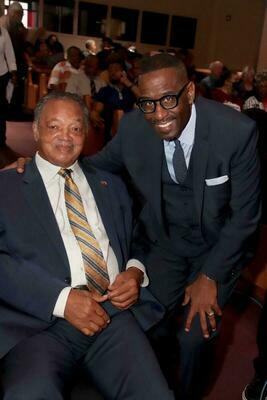 Rev. Dr. Kevin Cosby and Rev. Jesse L. Jackson, Sr. remembering Dr. Martin Luther King, Jr. during the special service hosted by Simmons College of Kentucky.  Photo by Allen B. Hill/Louisville Defender