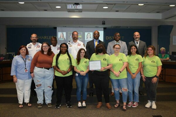 CCSD students were honored for participating in a two-year internship program with the CCSD, Charleston County Consolidated 9-1-1 Center, and Charleston County Emergency Services Services. This program provided CCSD students with on-the-job training, credits towards high school graduation, and the opportunity to earn nationally recognized credentials and certification, all while paving the way for them to enter a career in public safety with Charleston County’s finest.