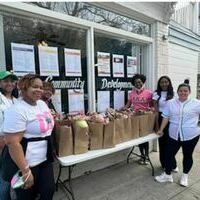 "Serving Significantly on this Sunny Saturday" Women of the Gamma Xi Omega Chapter of Alpha Kappa Alpha Sorority, Inc. partnering with the Lowcountry Action Committee and the LBHC (Lowcountry Black and Hispanic Coalition) packing and distributing food to the Eastside residents.